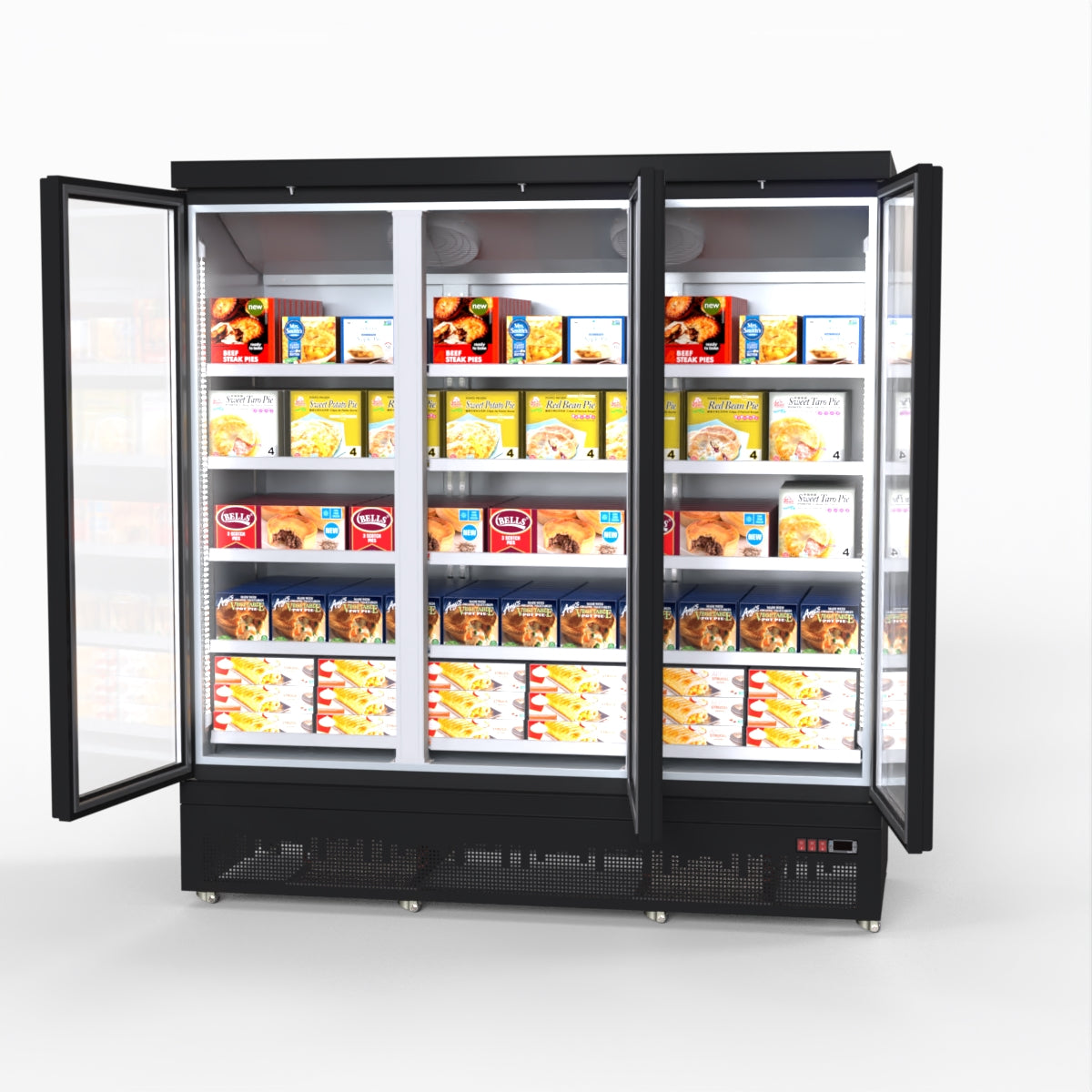 Thermaster 1500L 3 Door Supermarket Freezer Black LG-1500BGBMF