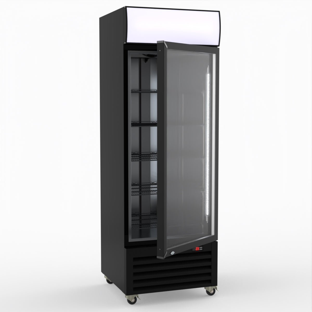 Thermaster 540L Single Glass Door Black Colourbond Upright Drink Fridge LG-540BP