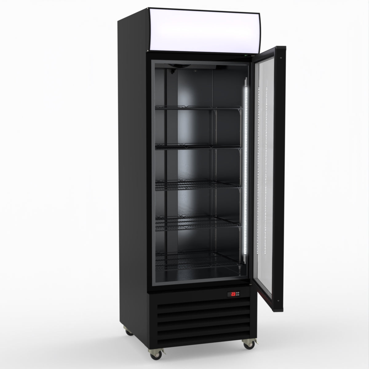 Thermaster 540L Single Glass Door Black Colourbond Upright Drink Fridge LG-540BP