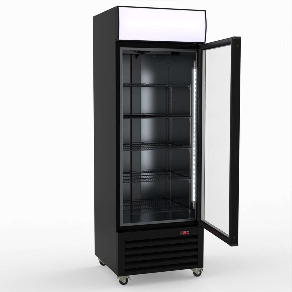 Thermaster 540L Single Glass Door Black Colourbond Upright Drink Fridge LG-540BP