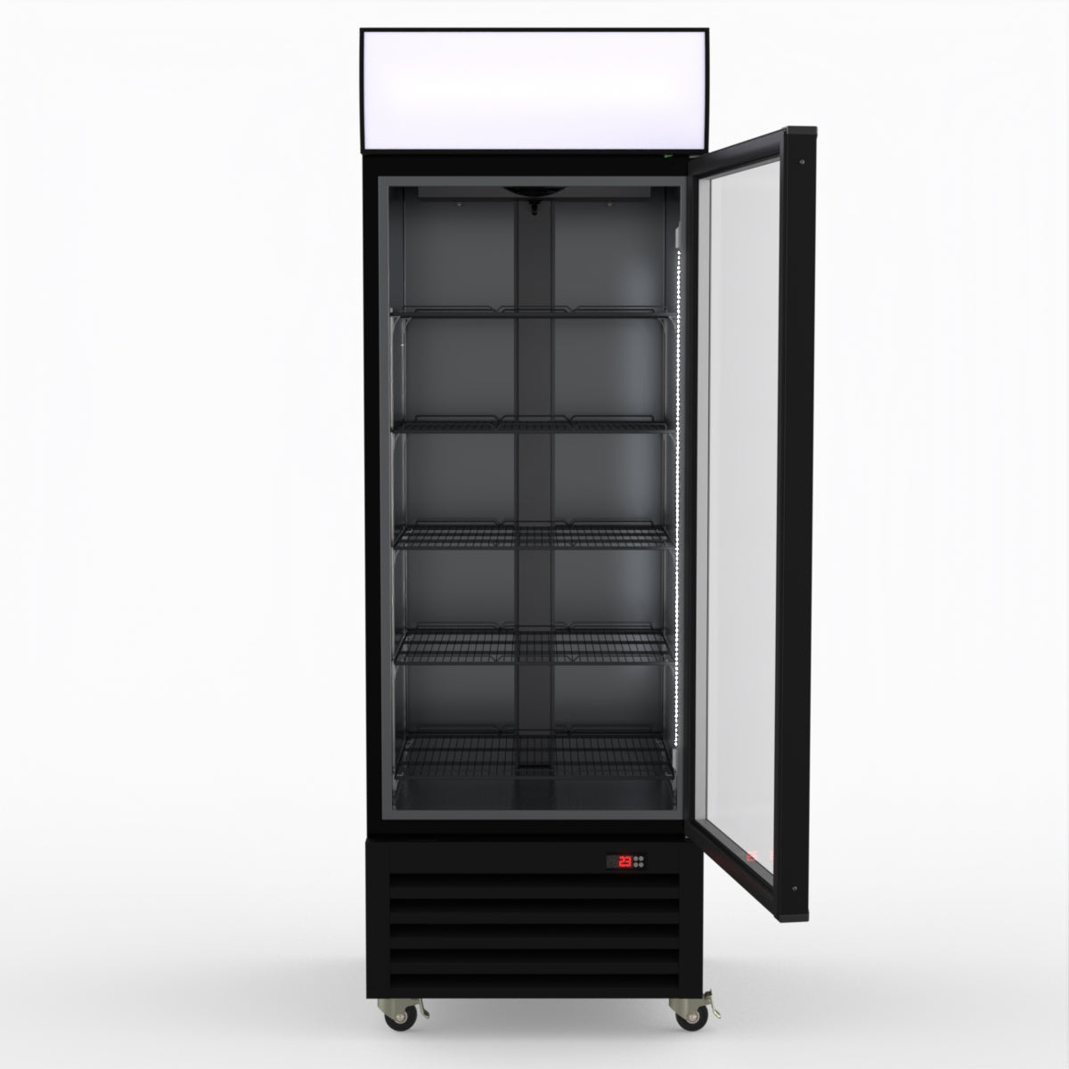 Thermaster 540L Single Glass Door Black Colourbond Upright Drink Fridge LG-540BP