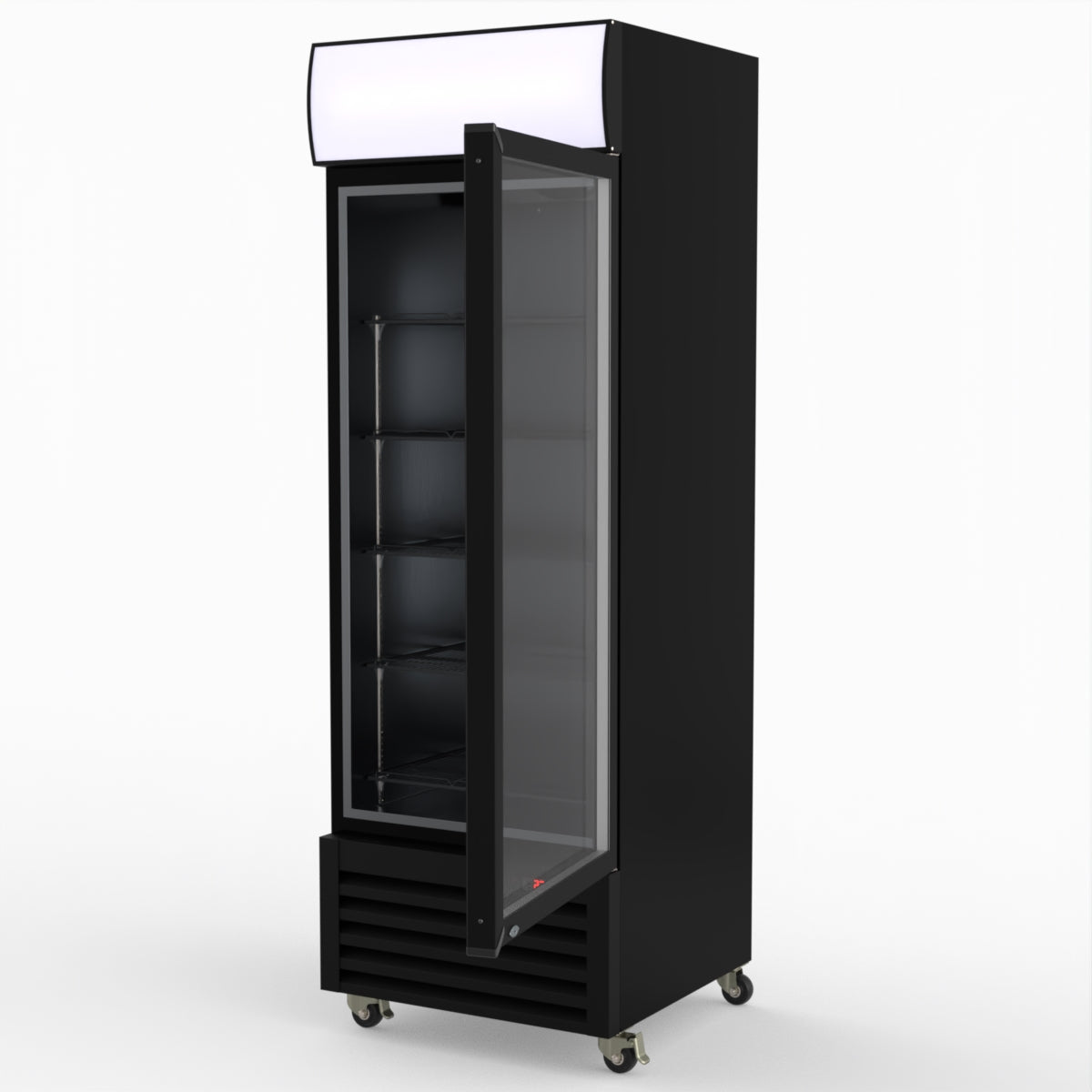 Thermaster 540L Single Glass Door Black Colourbond Upright Drink Fridge LG-540BP