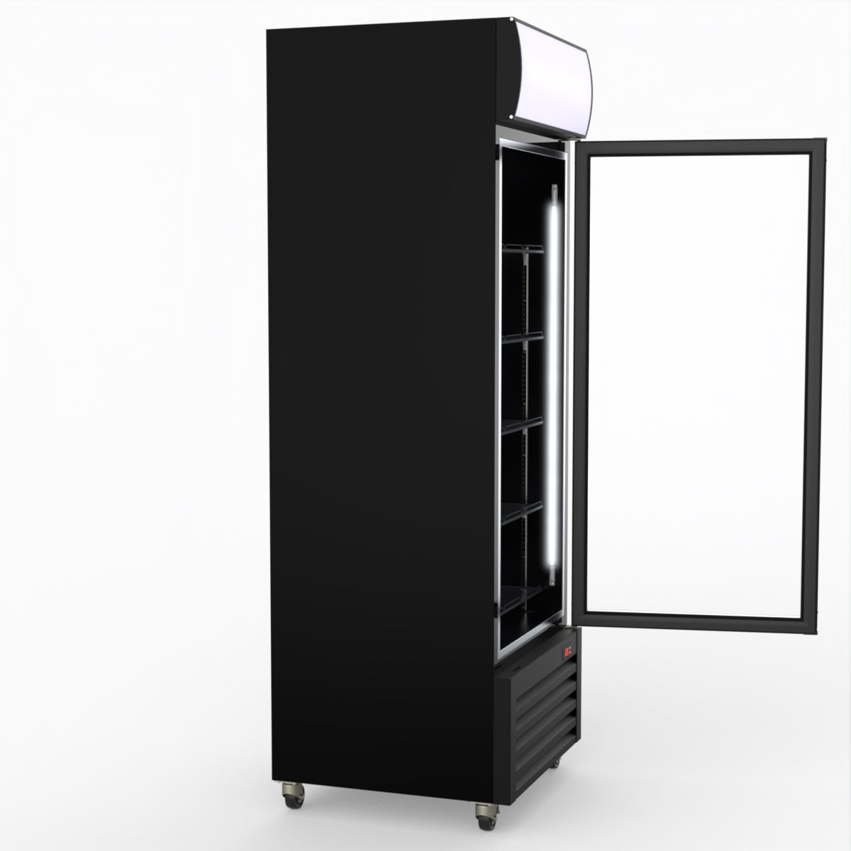 Thermaster 540L Single Glass Door Black Colourbond Upright Drink Fridge LG-540BP
