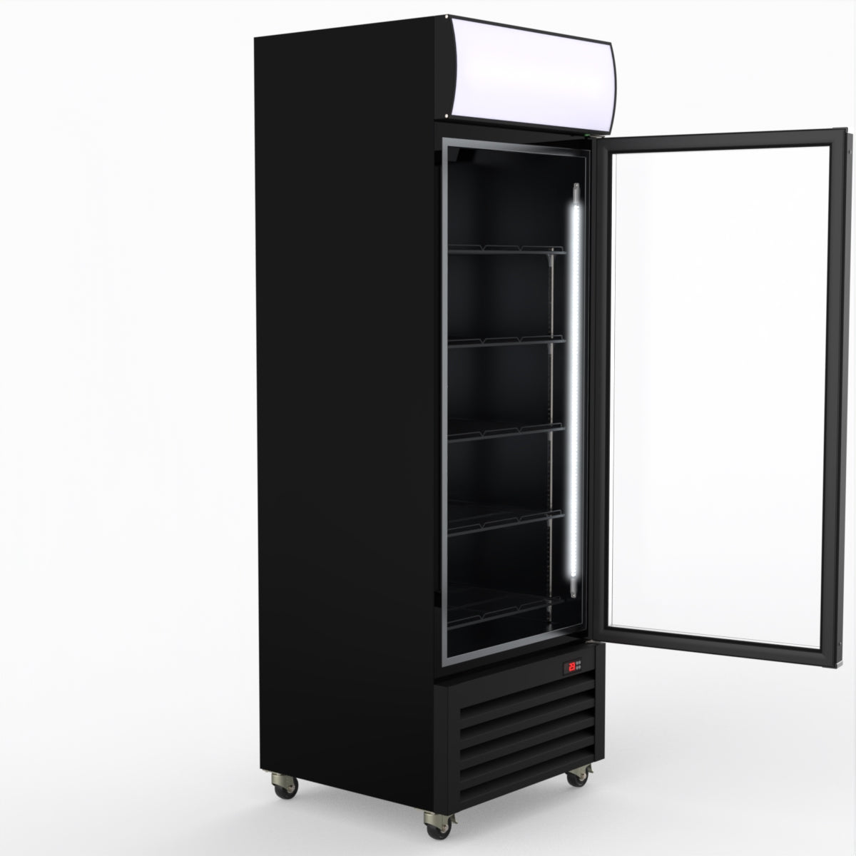 Thermaster 540L Single Glass Door Black Colourbond Upright Drink Fridge LG-540BP