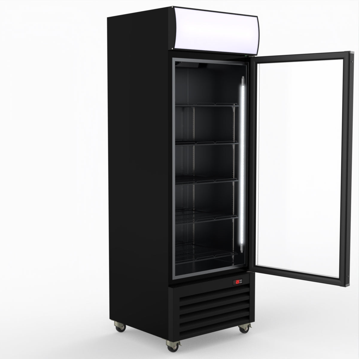 Thermaster 540L Single Glass Door Black Colourbond Upright Drink Fridge LG-540BP