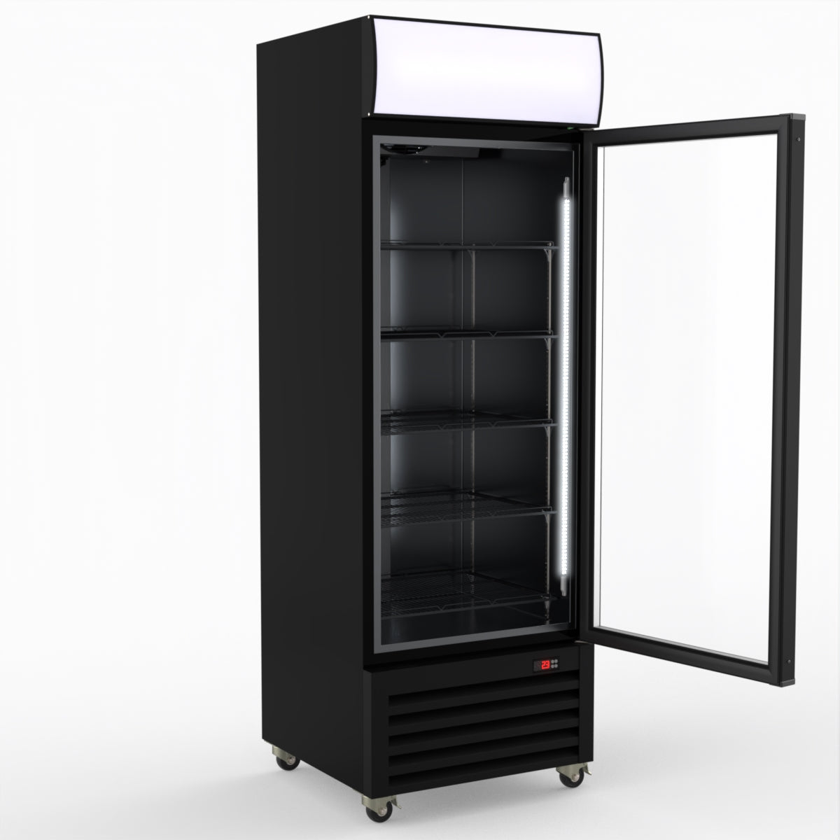 Thermaster 540L Single Glass Door Black Colourbond Upright Drink Fridge LG-540BP