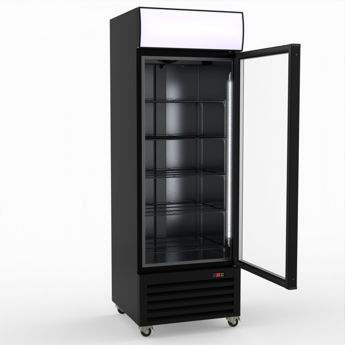 Thermaster 540L Single Glass Door Black Colourbond Upright Drink Fridge LG-540BP