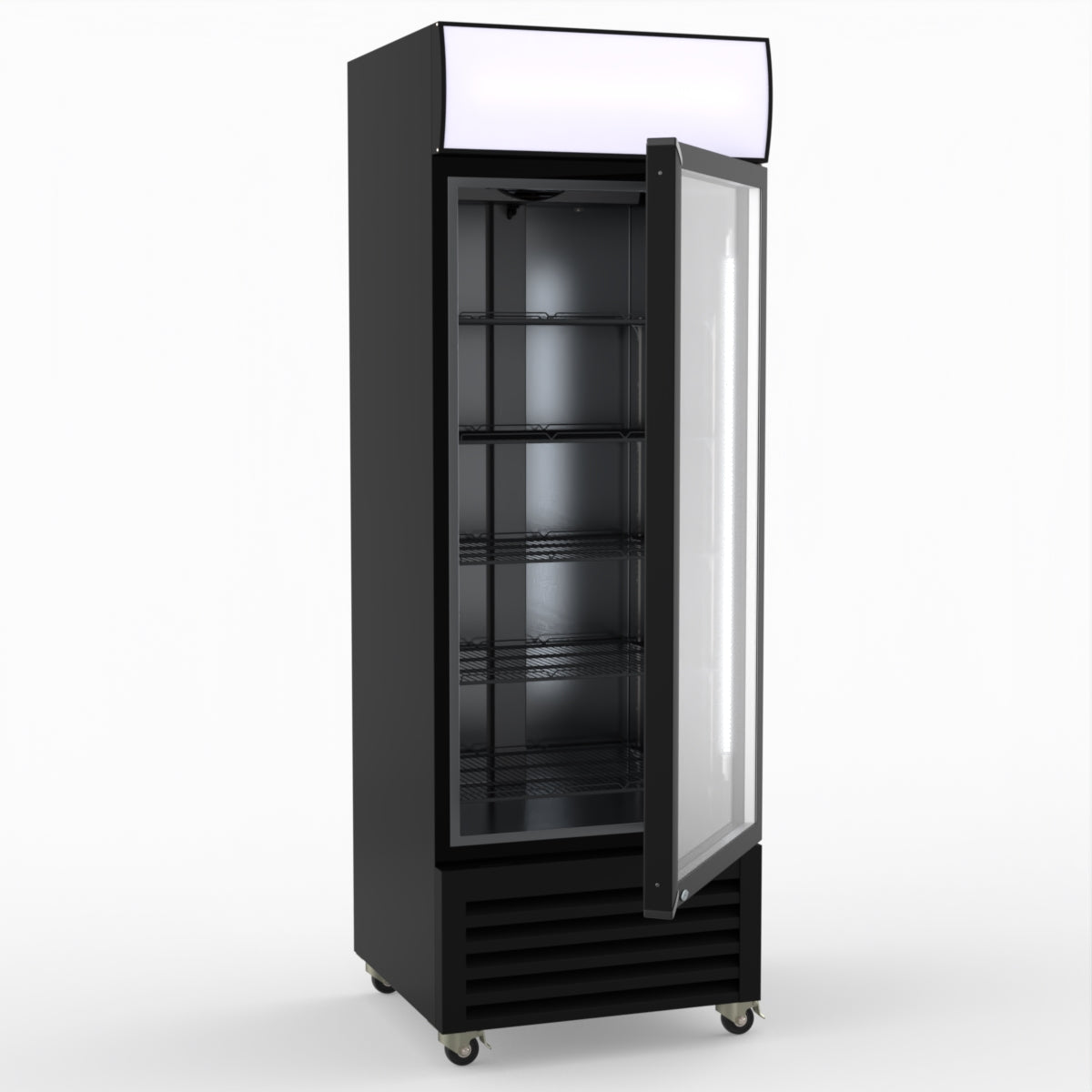 Thermaster 540L Single Glass Door Black Colourbond Upright Drink Fridge LG-540BP