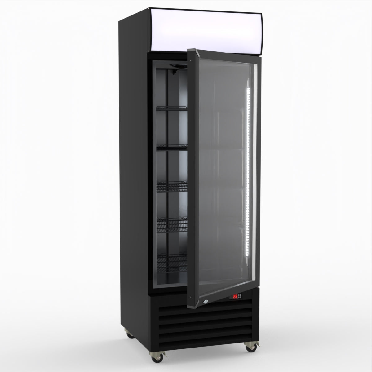 Thermaster 540L Single Glass Door Black Colourbond Upright Drink Fridge LG-540BP