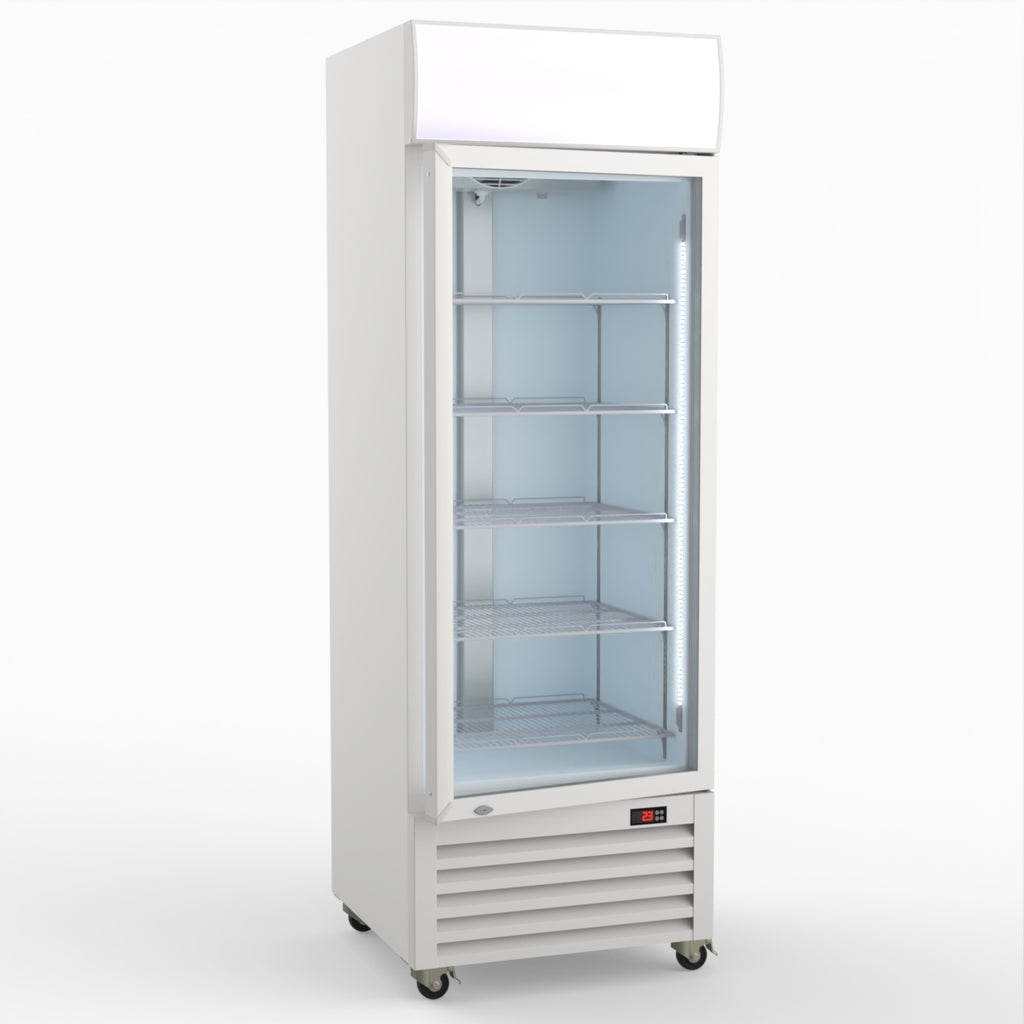 Thermaster 540L Single Glass Door Colourbond Upright Drink Fridge White LG-540P