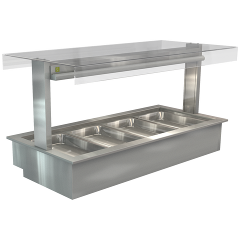 Cossiga Bain Marie Flat Top Sneeze Guard Glass - LSBM - FT