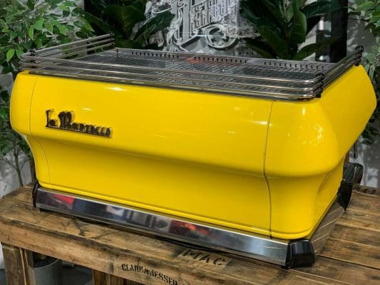 La Marzocco FB80 Yellow w Handles - 3 Group Commercial Espresso Machine - Timber