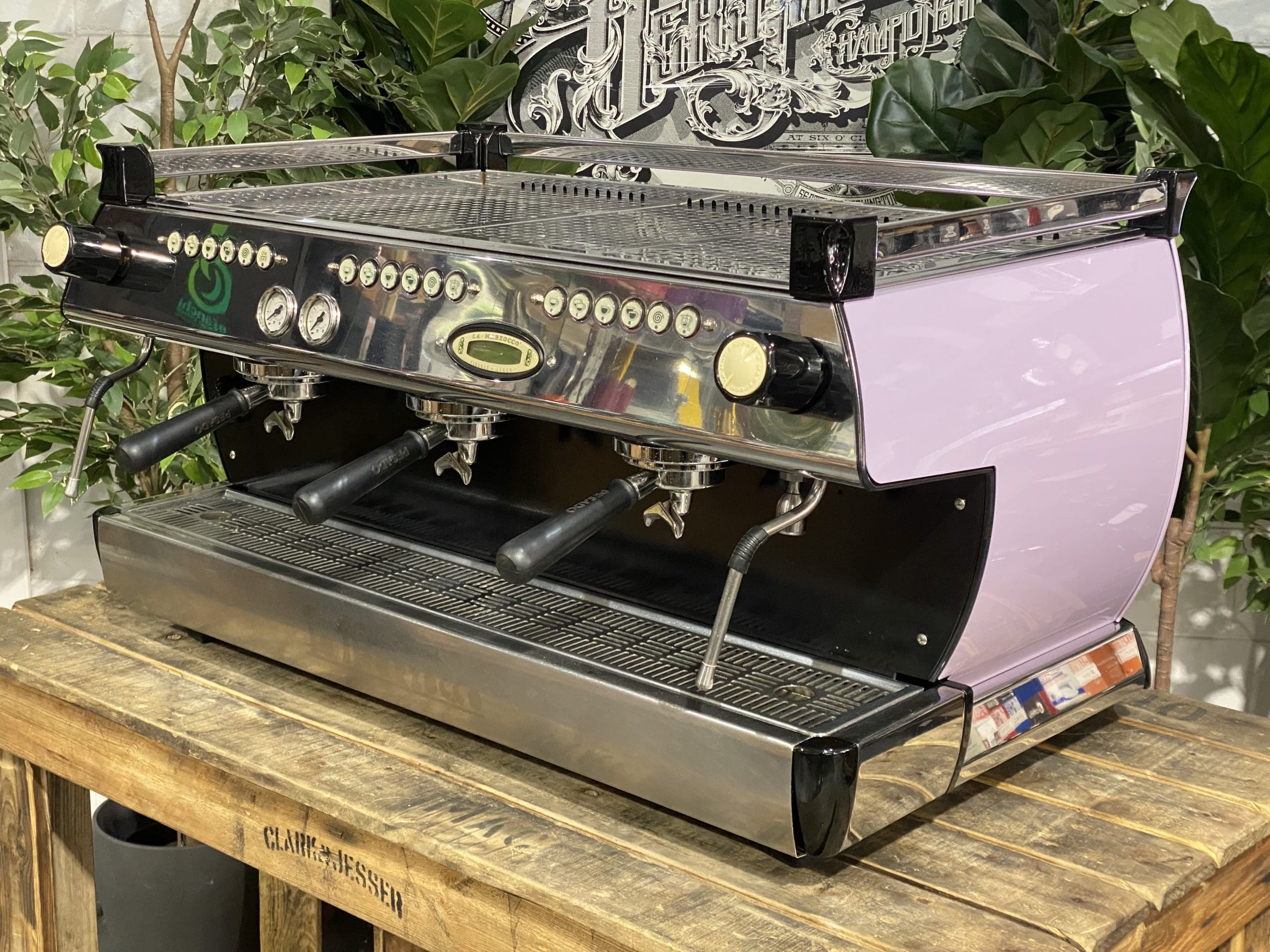 La Marzocco GB5 Violet & Splashback - 3 Group Commercial Espresso Machine - Black