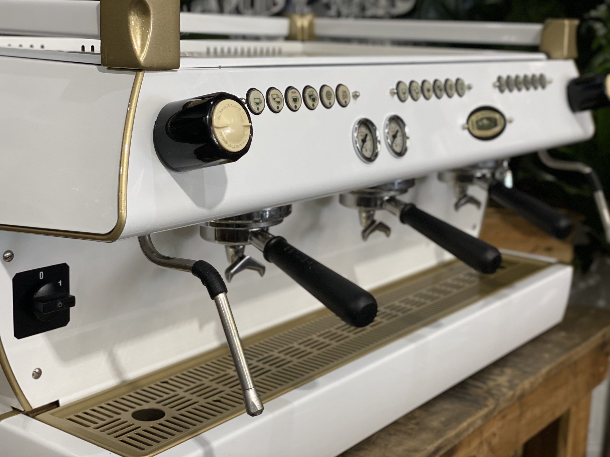 La Marzocco GB5 White - 3 Group Commercial Espresso Machine - Gold