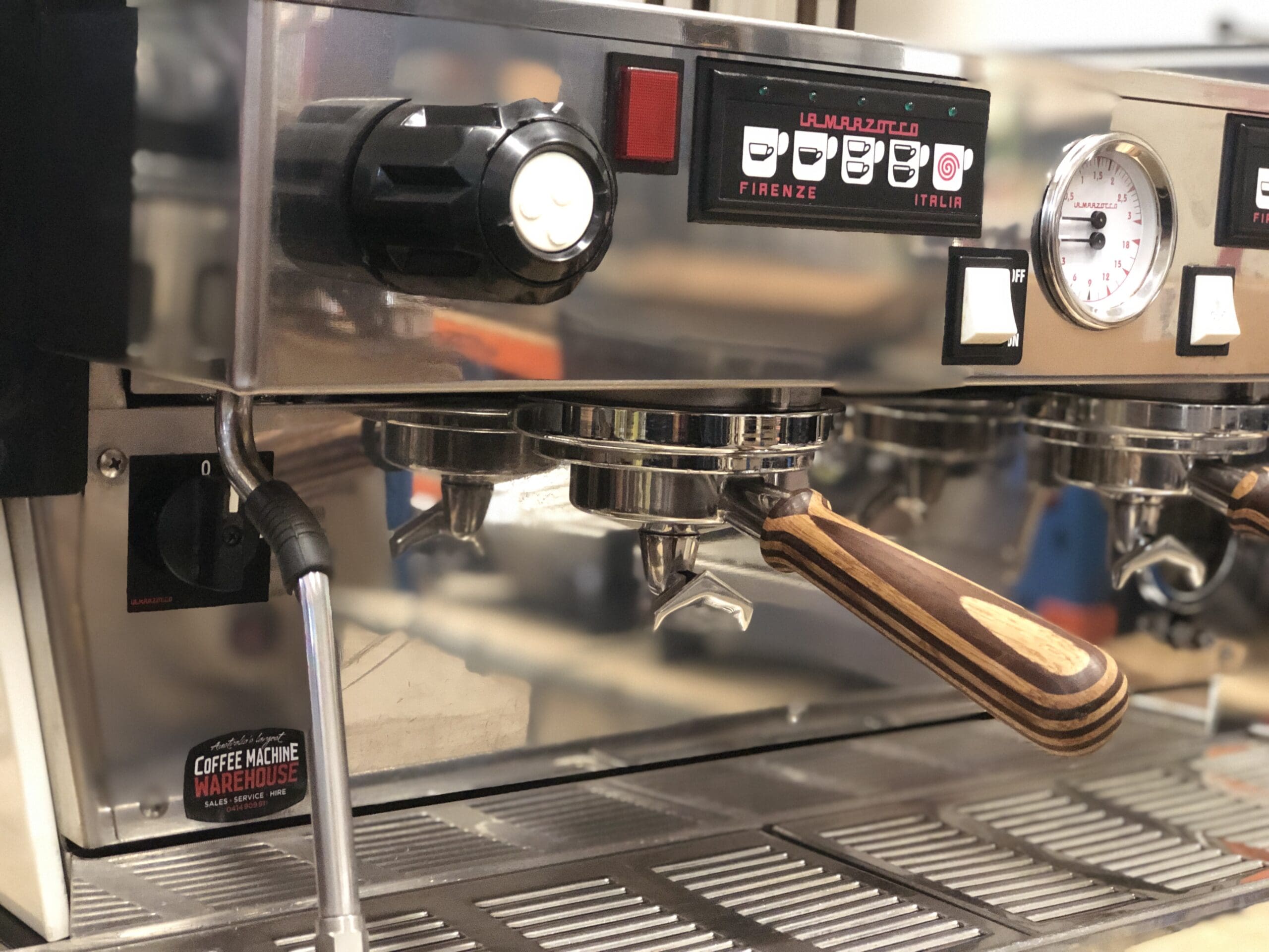La Marzocco Linea Classic White with Handles - 2 Group Commercial Espresso Machine - Timber