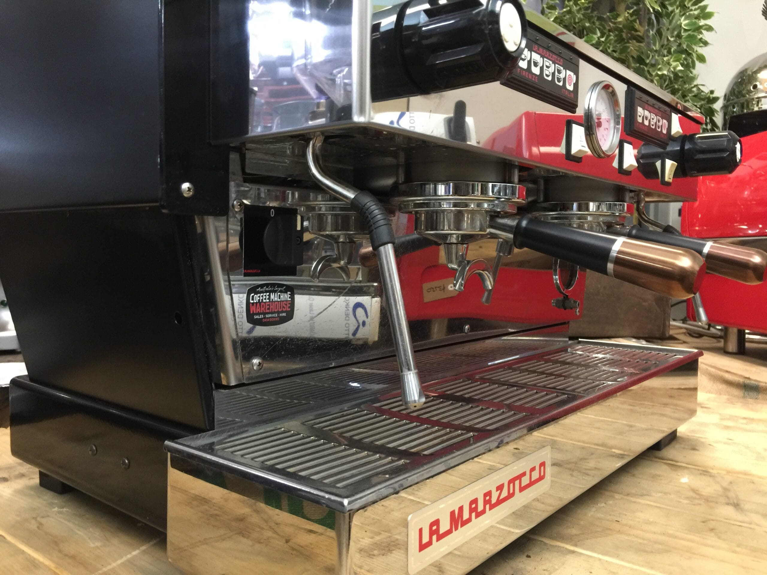La Marzocco Linea Classic Matte Black with Black & Handles - 2 Group Commercial Espresso Machine - Bronze
