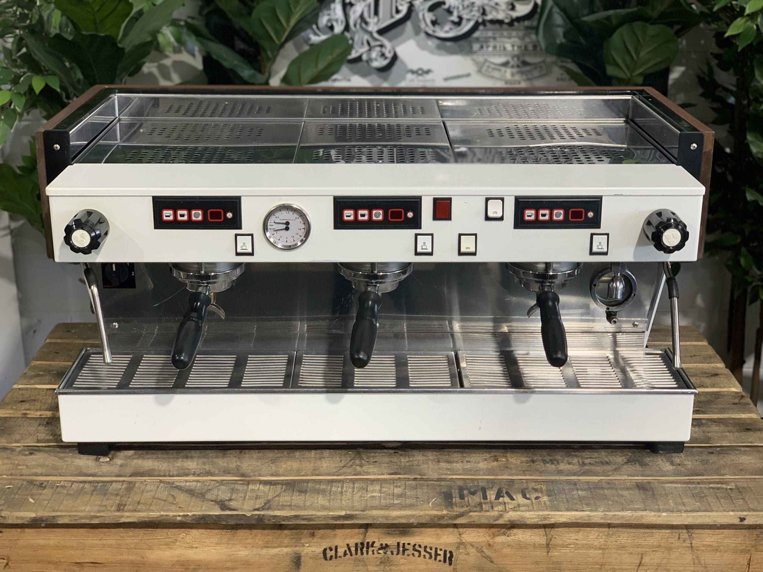 La Marzocco Linea Classic Chrono Touch Pads Wood - 3 Group Commercial Espresso Machine - White
