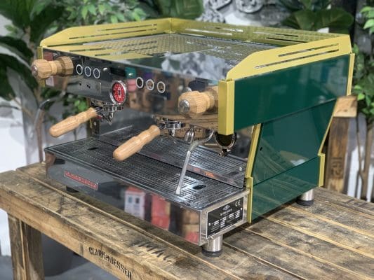 La Marzocco Linea PB Green & Gold w - 2 Group Commercial Espresso Machine - Timber