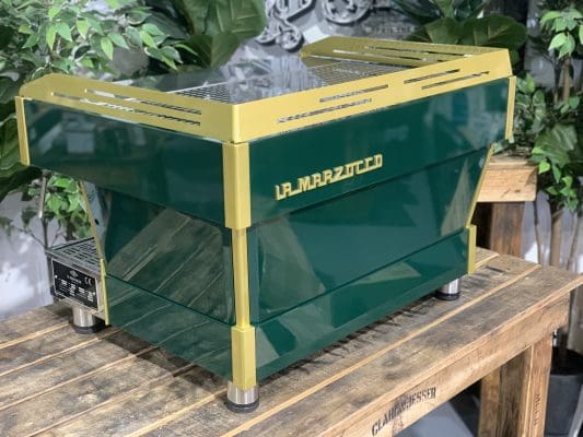 La Marzocco Linea PB Green & Gold w - 2 Group Commercial Espresso Machine - Timber