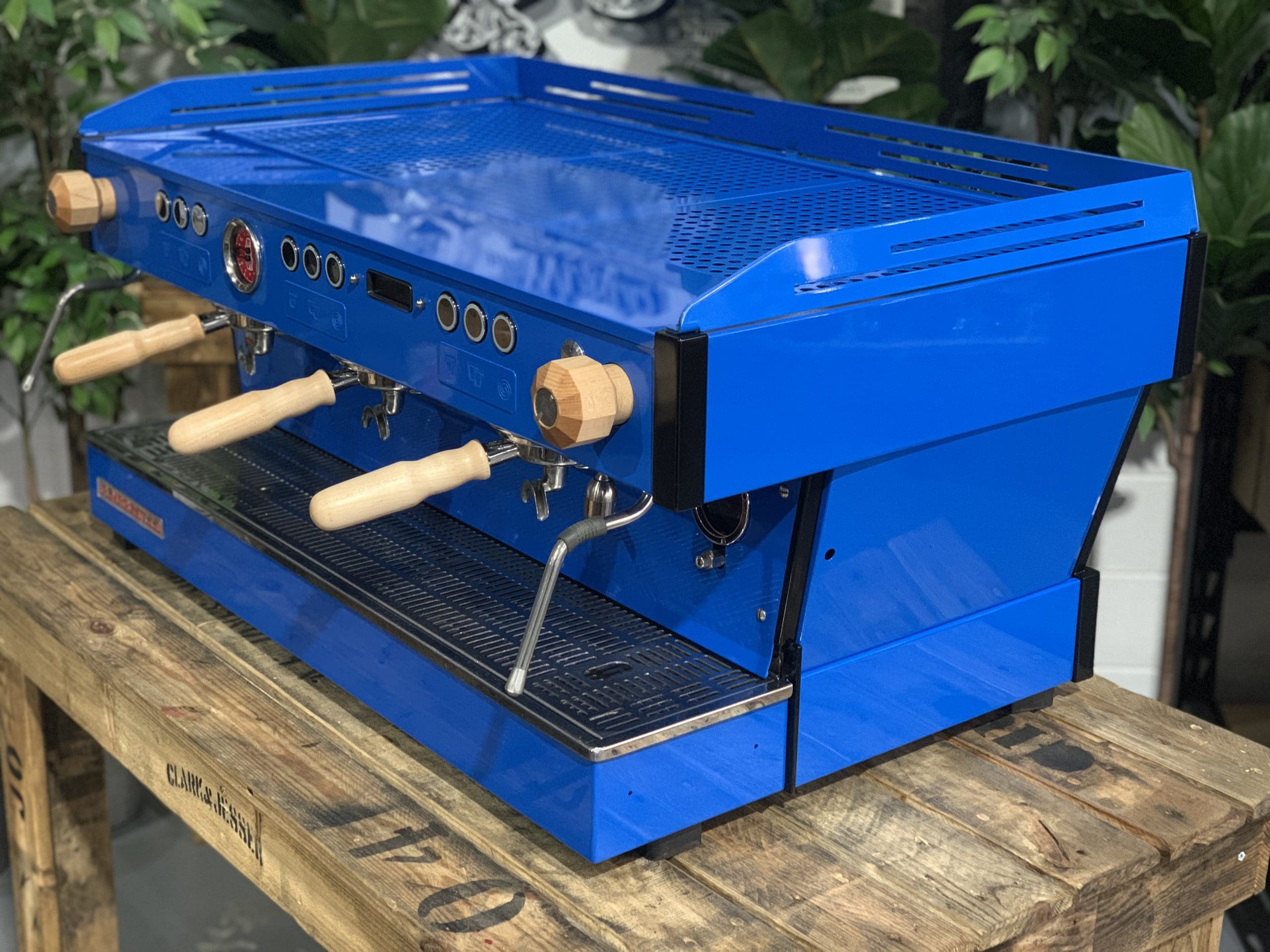 La Marzocco Linea PB Blue with - 3 Group Commercial Espresso Machine - Timber