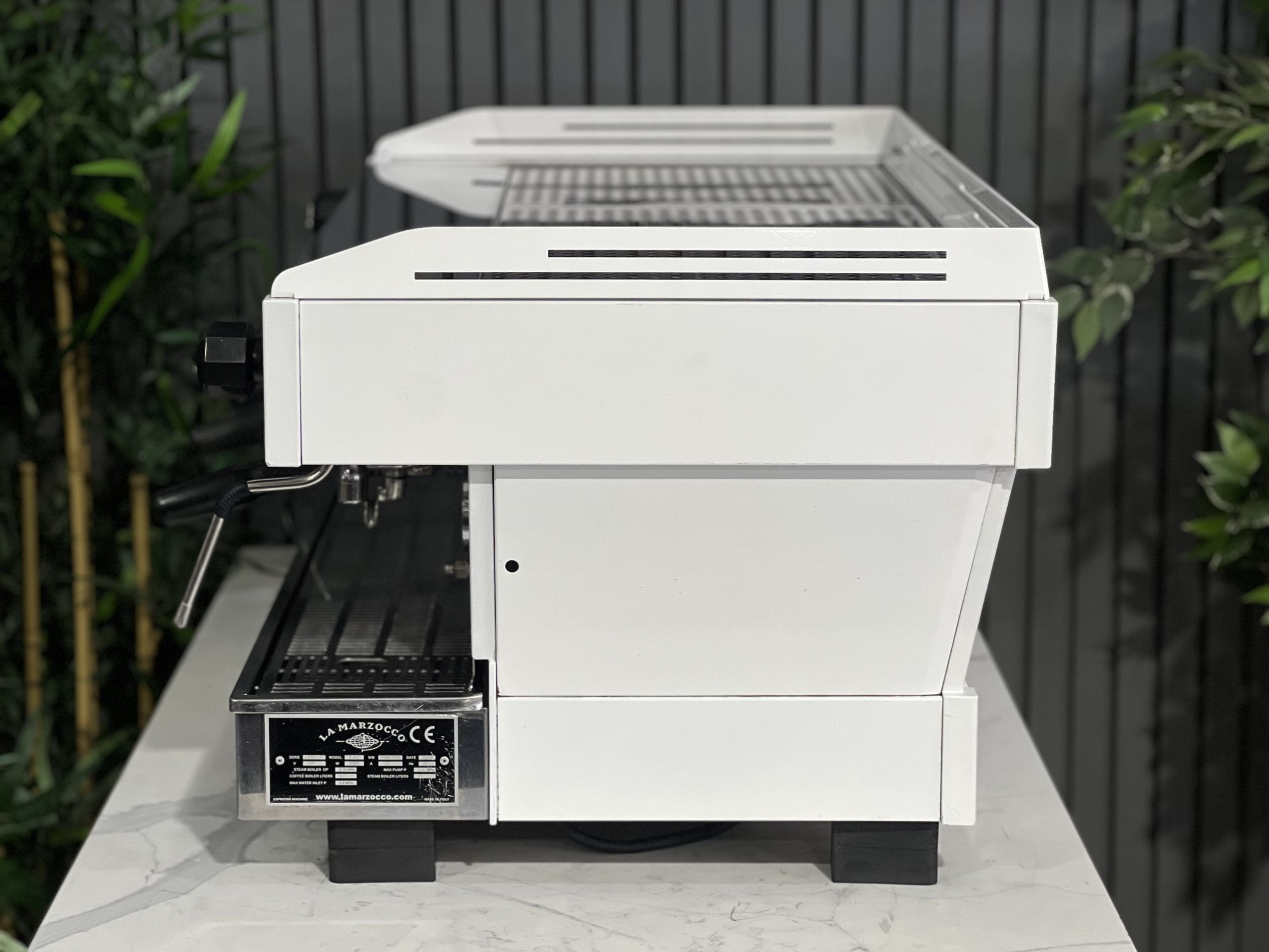 La Marzocco Linea PB Stainless & White w/ Accents - 3 Group Commercial Espresso Machine - Green