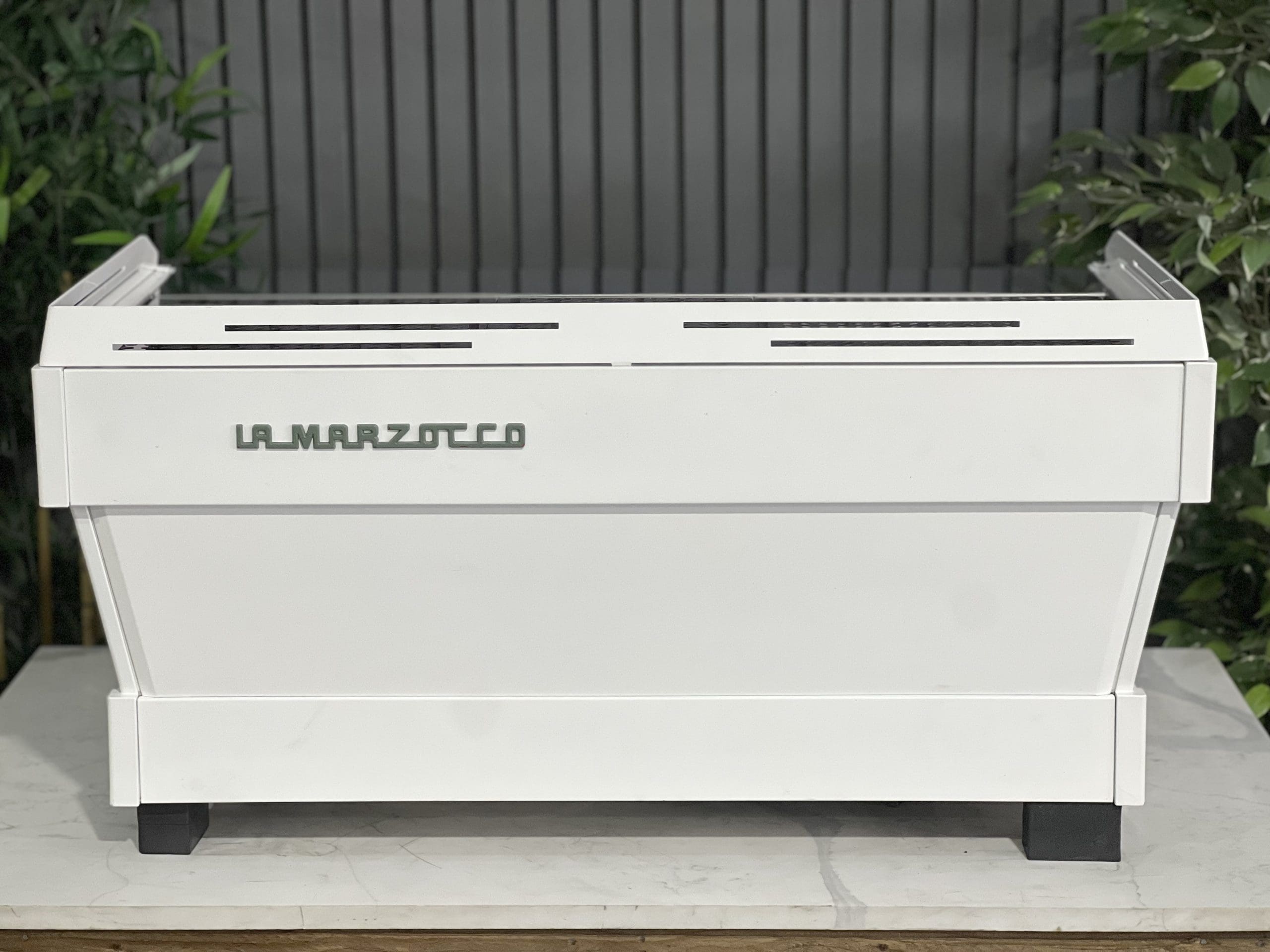 La Marzocco Linea PB Stainless & White w/ Accents - 3 Group Commercial Espresso Machine - Green