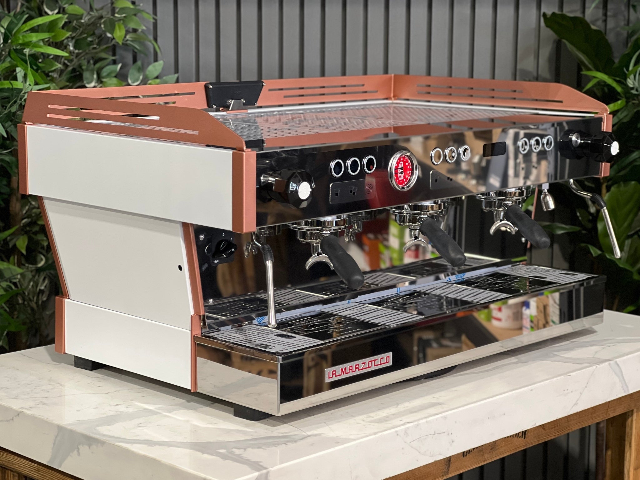 La Marzocco Linea PB ABR White - 3 Group Commercial Espresso Machine - Copper