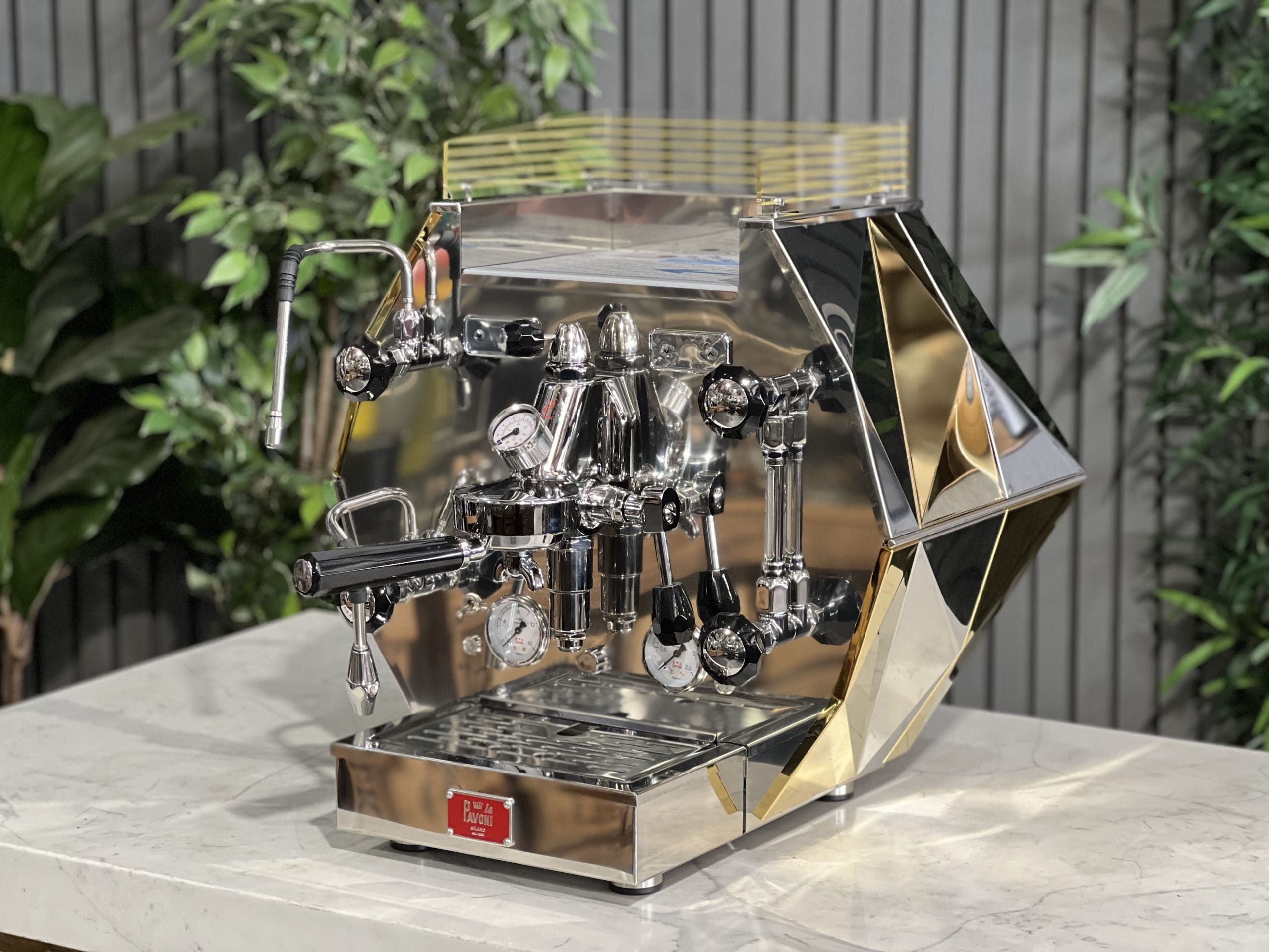 La Pavoni Diamantina Stainless - 1 Group Commercial Espresso Machine - Gold
