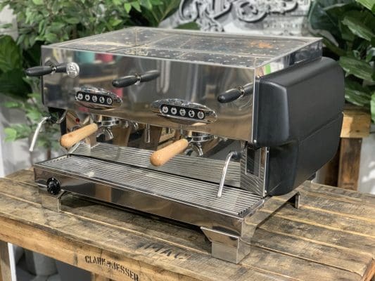La San Marco 80E Liscea Matte Black - 2 Group Commercial Espresso Machine - Timber