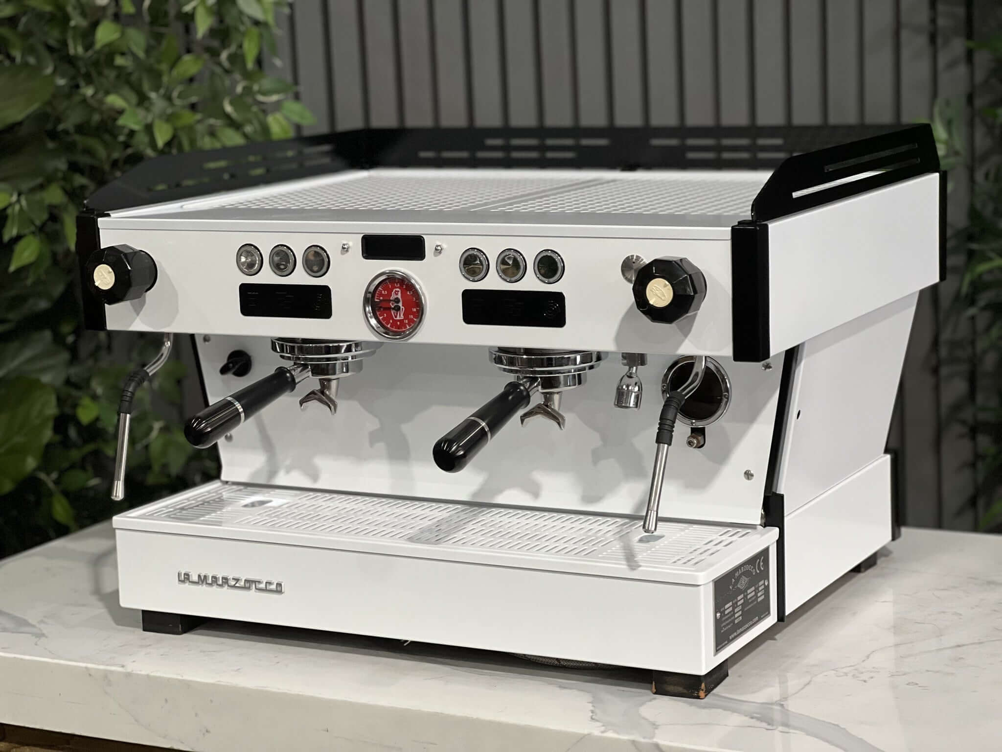 La Marzocco Linea PB Black & Pesado Handles - 2 Group Commercial Espresso Machine - White