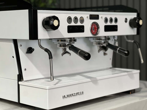 La Marzocco Linea PB Black & Pesado Handles - 2 Group Commercial Espresso Machine - White