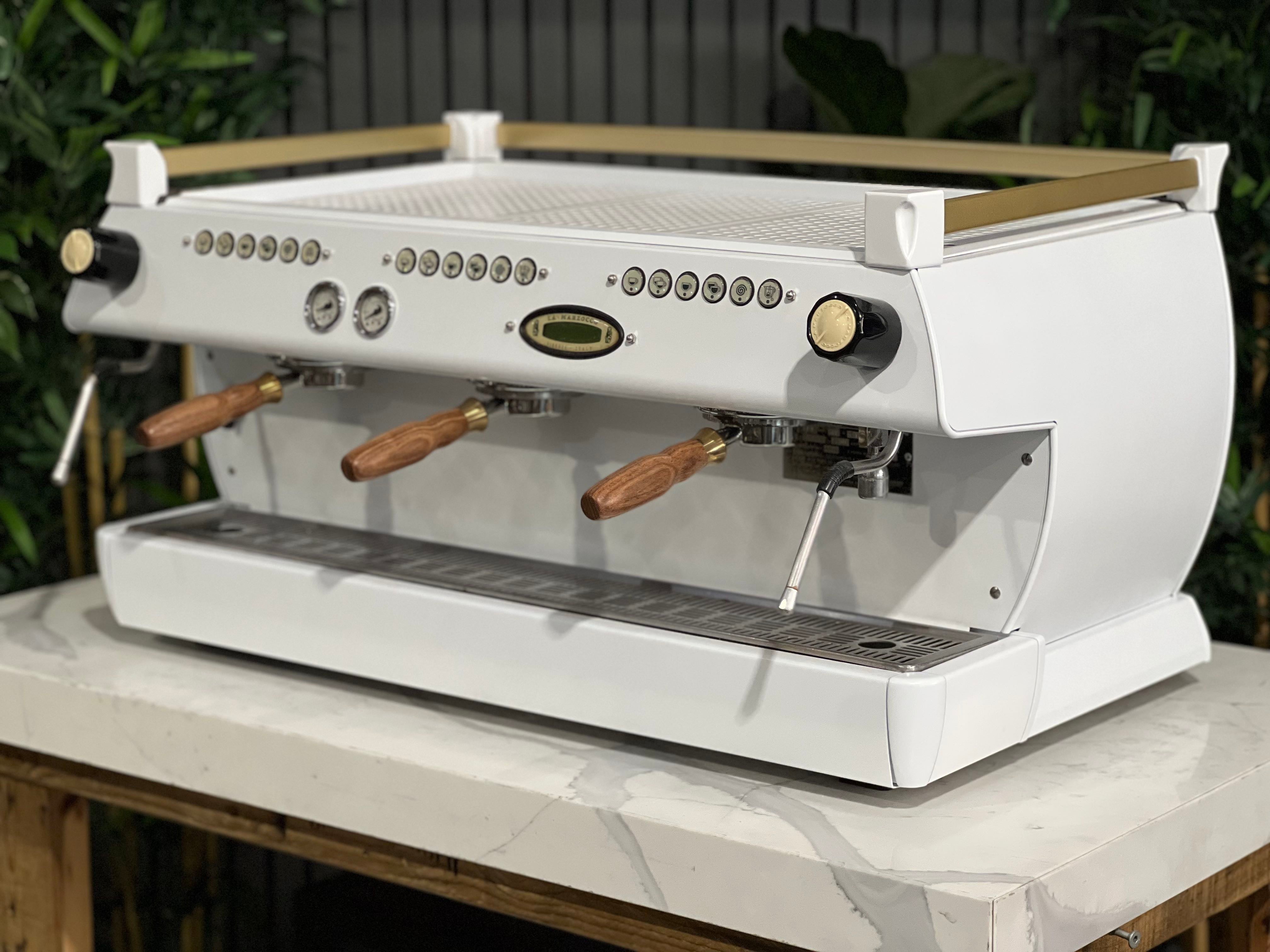 La Marzocco Gb5 White - 3 Group Commercial Espresso Machine - Gold