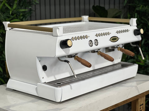 La Marzocco Gb5 White - 3 Group Commercial Espresso Machine - Gold
