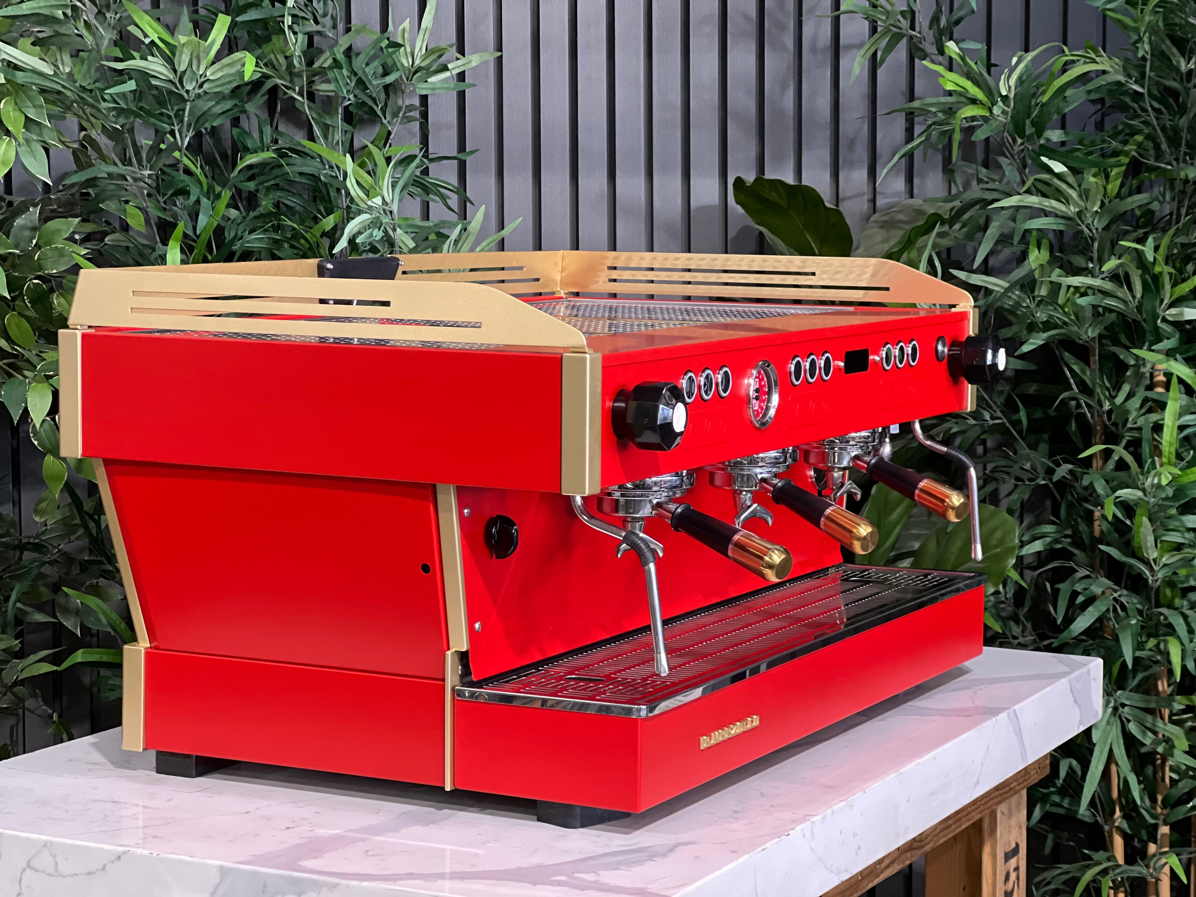 La Marzocco Linea PB Custom Red - 3 Group Commercial Espresso Machine - Gold