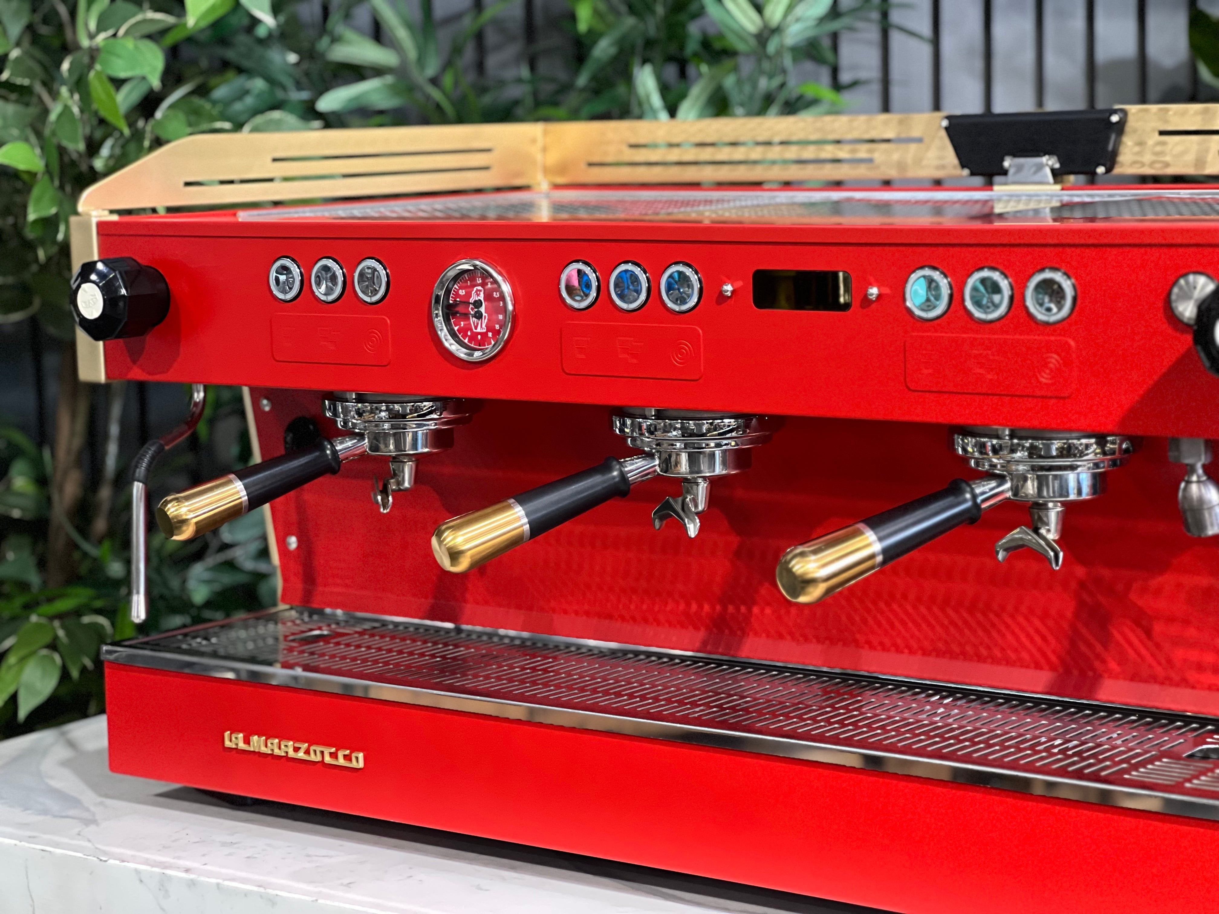 La Marzocco Linea PB Custom Red - 3 Group Commercial Espresso Machine - Gold