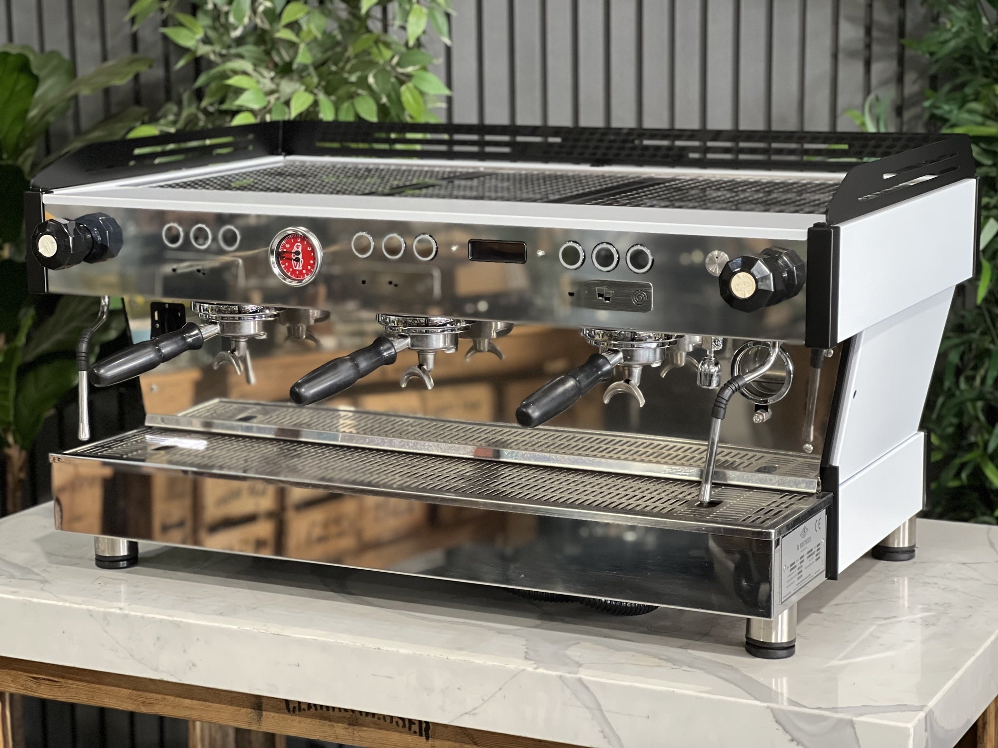 La Marzocco Linea PB White Stainless - 3 Group Commercial Espresso Machine - Black