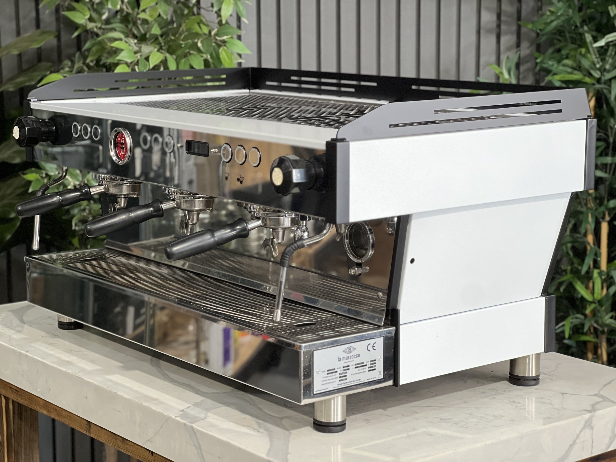 La Marzocco Linea PB White Stainless - 3 Group Commercial Espresso Machine - Black