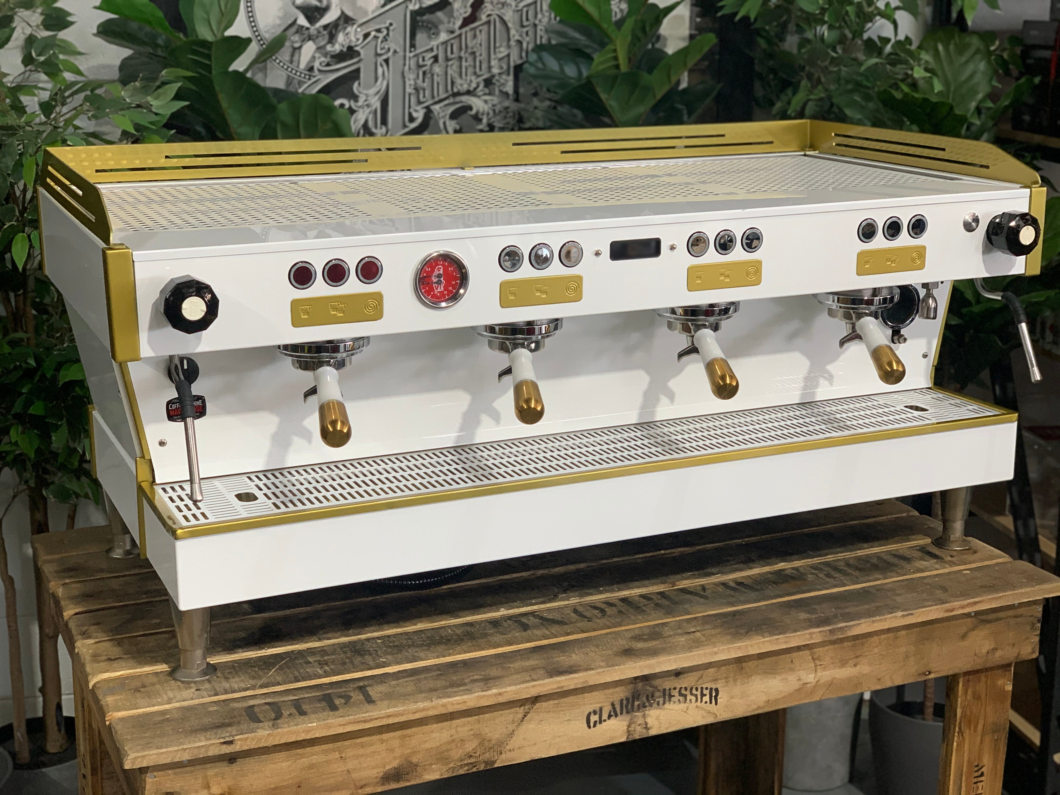 La Marzocco Linea PB White - Used - 4 Group Commercial Espresso Machine - Gold