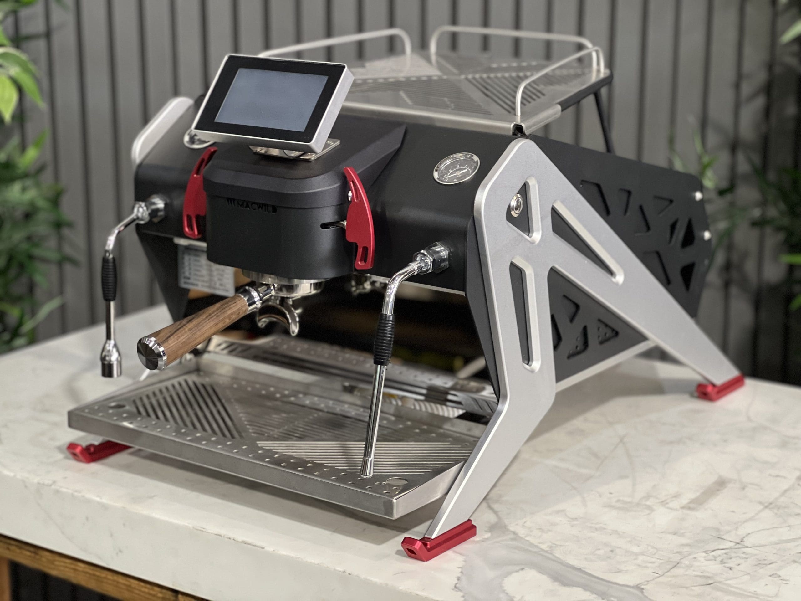 Macwild Pro Black, Grey & Accents - 1 Group Commercial Espresso Machine - Red