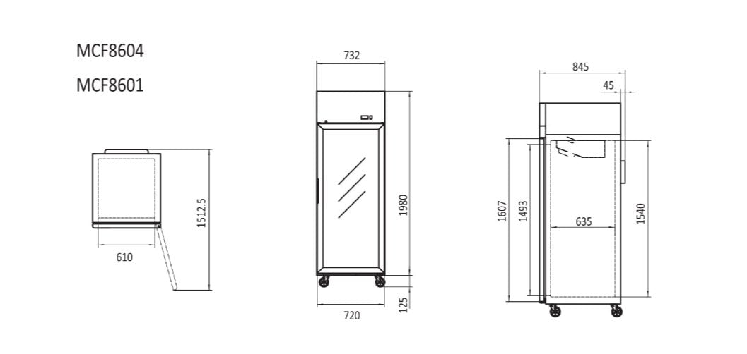 1 Door Commercial Upright Fridges Top Mounted Single Glass Door | Atosa | MCF8604