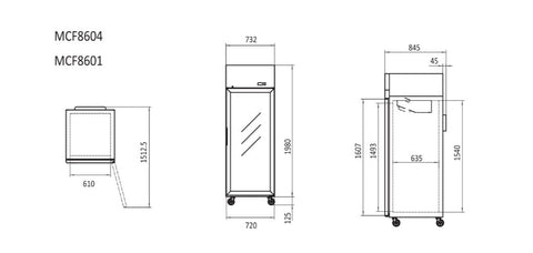 1 Door Commercial Upright Fridges Top Mounted Single Glass Door | Atosa | MCF8604