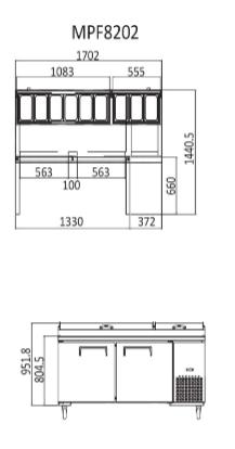 Commercial Pizza Prep Fridges Double Door | Atosa | MPF8202