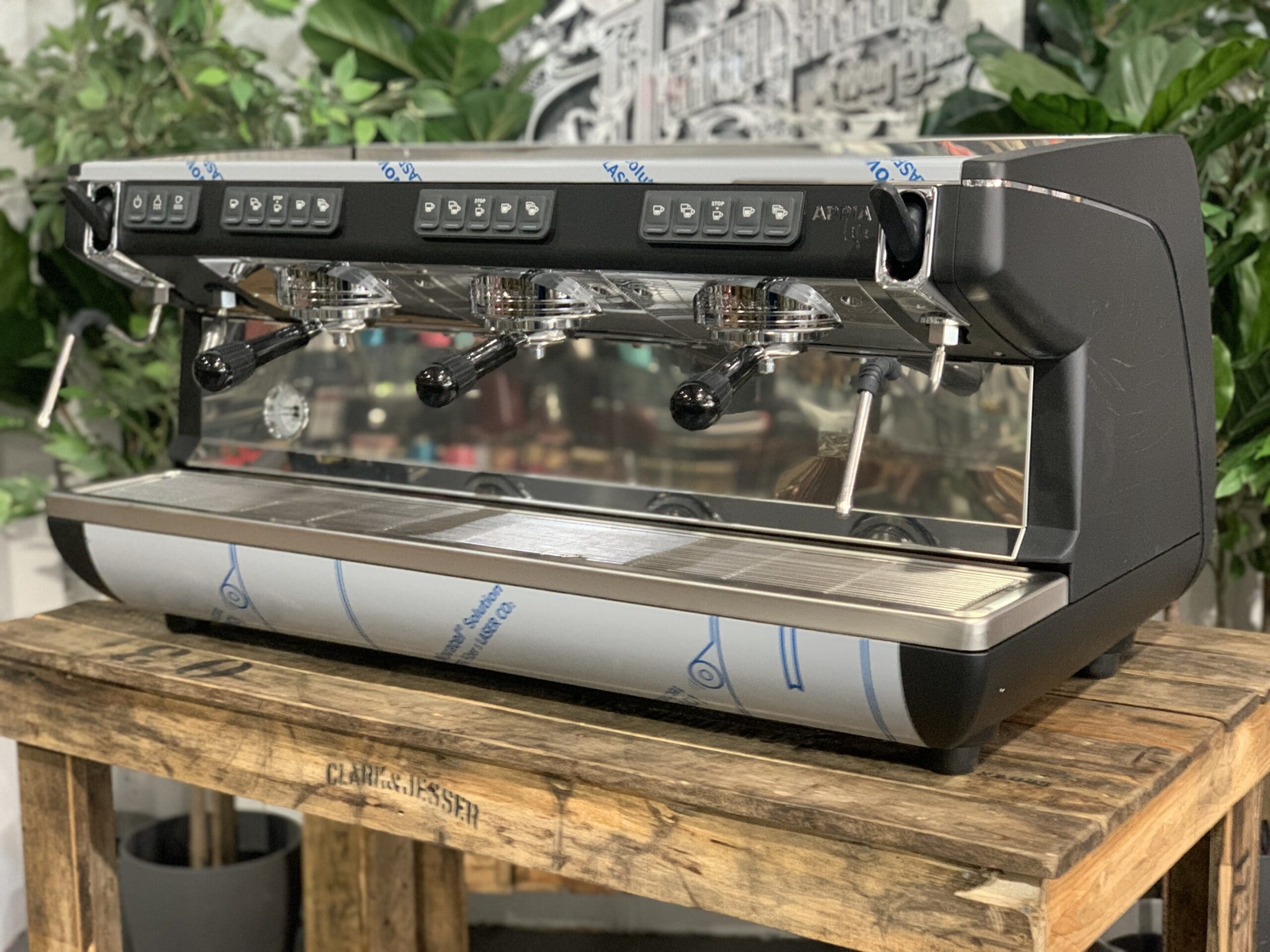 Nuova Simonelli Appia Life High Cup Black - 3 Group Commercial Espresso Machine - Stainless