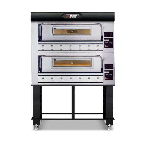 Moretti Forni P110G Double Deck Oven on Stand - 18 x 35cm Pizza - COMP P110G B/2/S