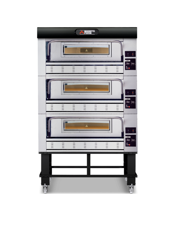 Moretti Forni P110G Triple Deck Oven on Stand - 27 x 35cm Pizza - COMP P110G B/3/S