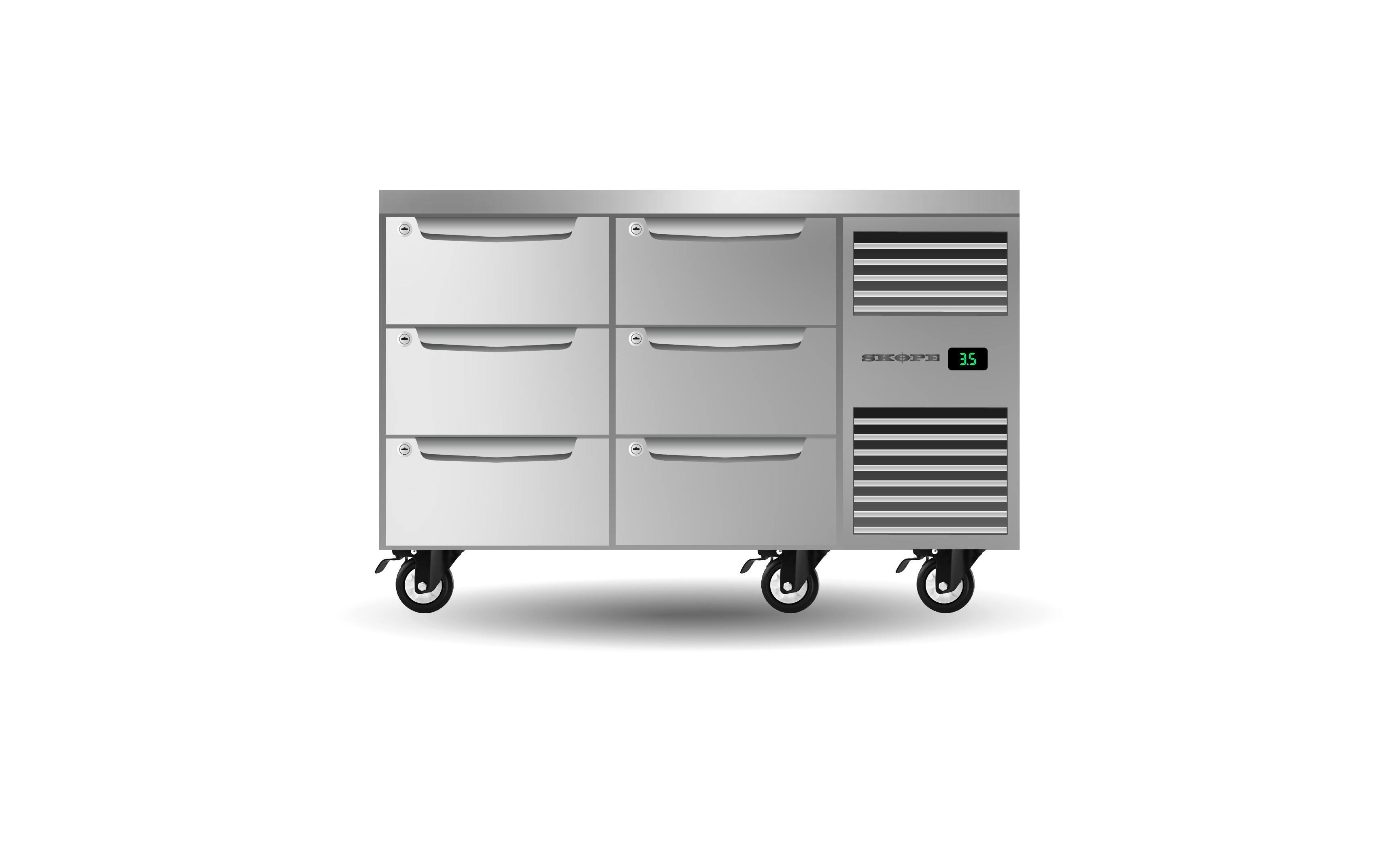 Skope ProSpec Six Drawer Two Bay Underbench GN 1/1 Right Hand Fridge 288L - PG11.UBR.2.D6.RH