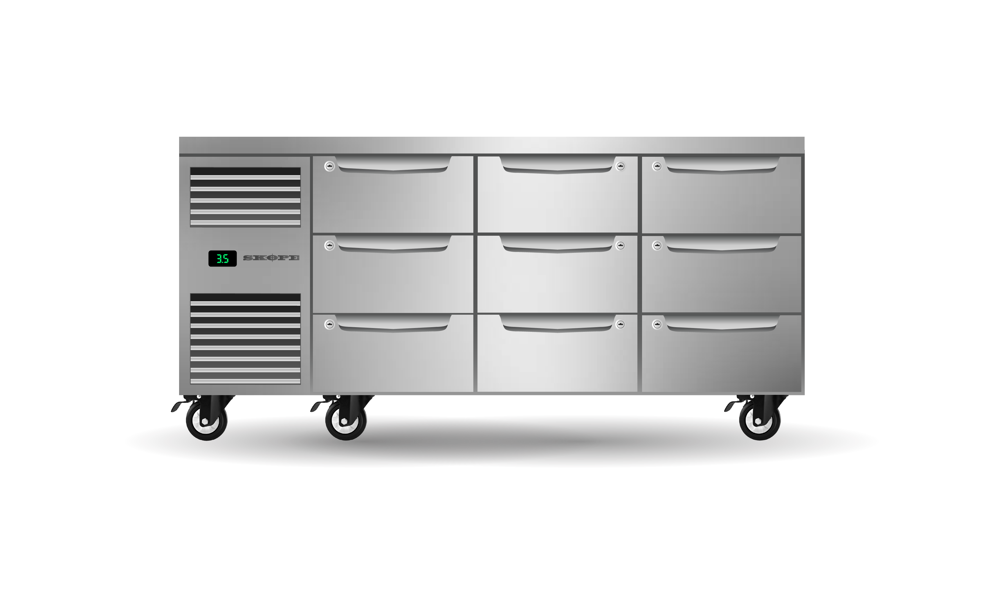 Skope ProSpec Nine Drawer Three Bay Underbench GN 1/1 Fridge 432L - PG11.UBR.3.D9