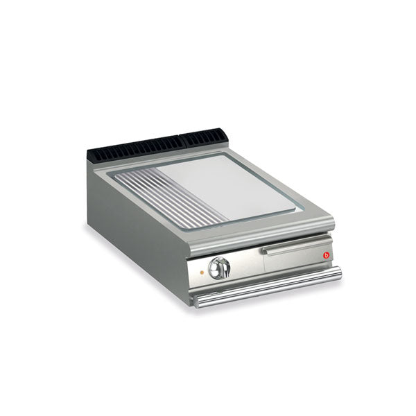 Baron 1 Burner Electric Fry Top With 2/3 Smooth And 1/3 Ribbed Chrome Plate And Thermostat Control Q70SFT/E625