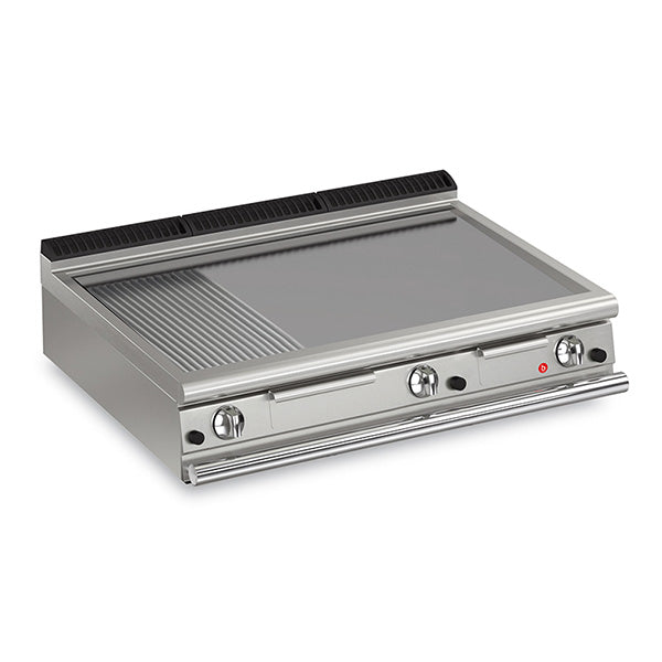 Baron 3 Burner Gas Fry Top With 2/3 Smooth 1/3 Ribbed Mild Steel Plate And Thermostatic Control Q90FTT/G1220