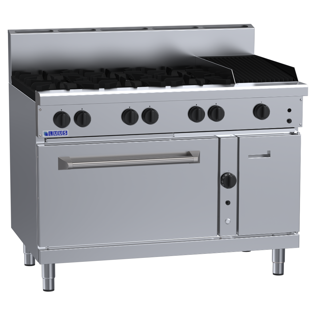 Luus RF-6B3C 1200mm Gas 6 Burner 300mm Chargrill Range & Convection Oven RF-6B3C-NG